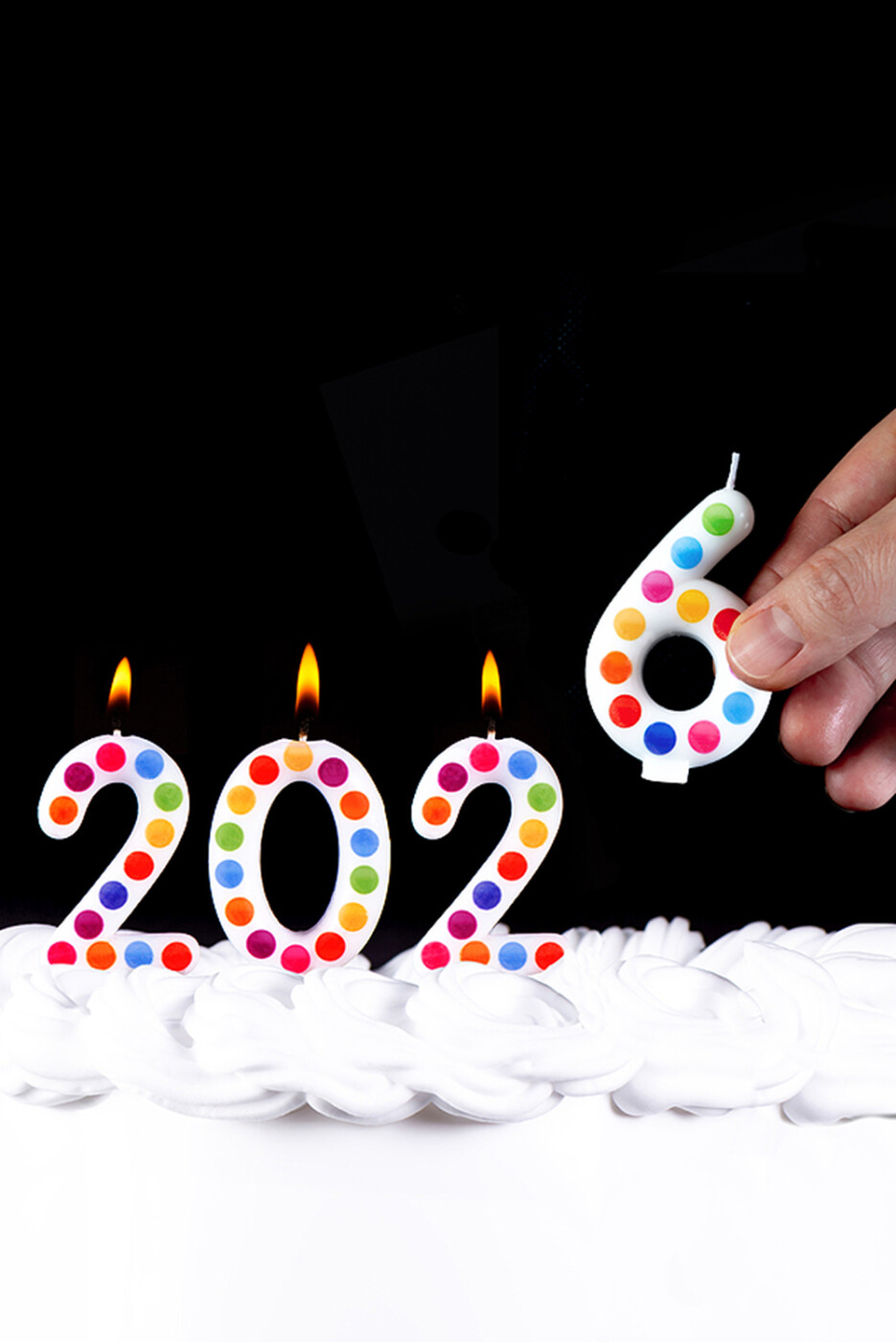 birthday candles that spell out 2026.